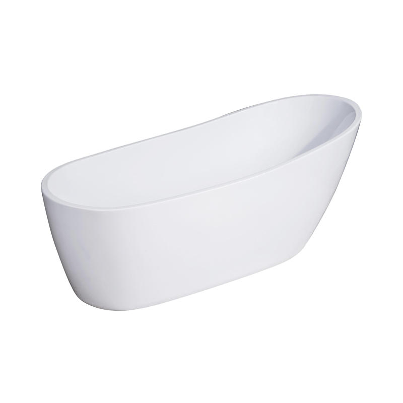 Phorcys White Pure Acrylic Oval End Drain Freestanding Bathtub