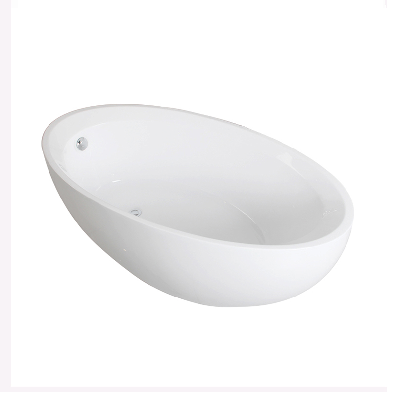 Icarus White Pure Acrylic Oval Center Drain Freestanding Bathtub