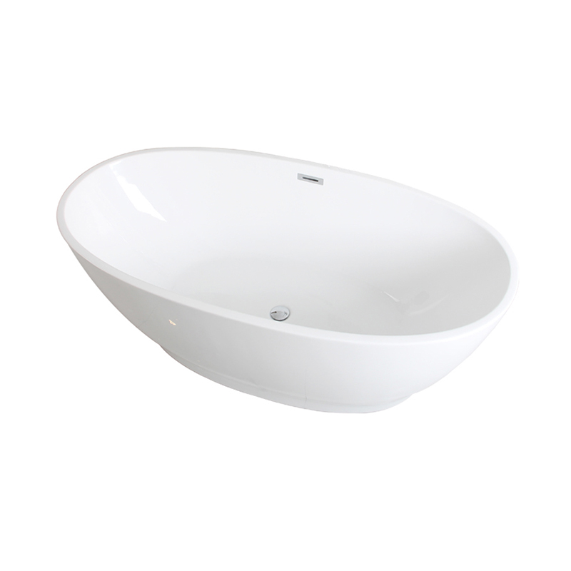 Amphion White Pure Acrylic Oval Center Drain Freestanding Bathtub