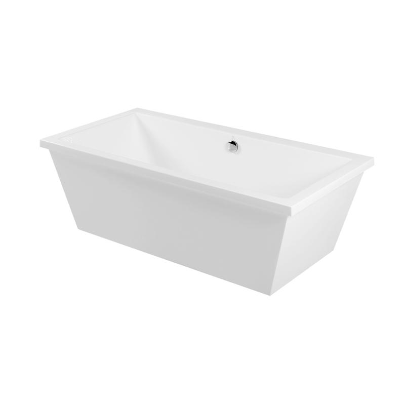 Sisyphus White Pure Acrylic Rectangle Center Drain Freestanding  Bathtub