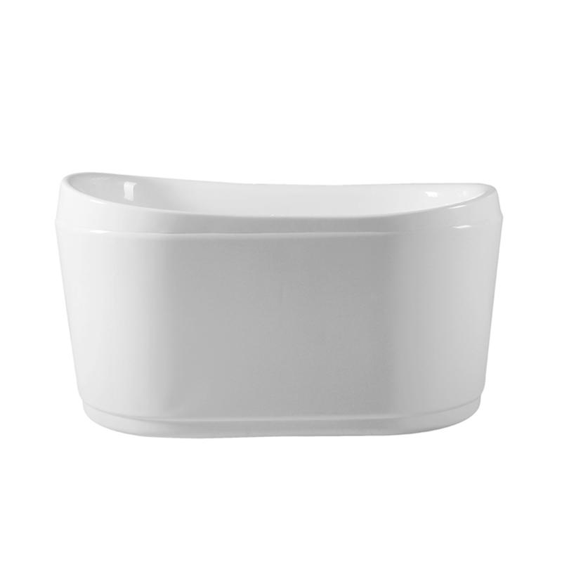 Jasion White Pure Acrylic Rectangle Center Drain Freestanding Bathtub