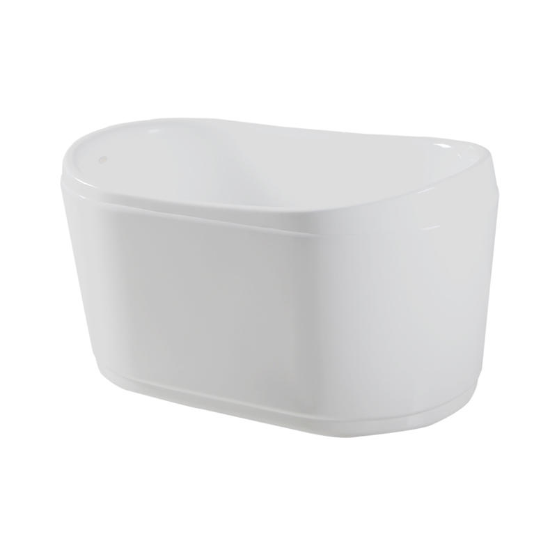 Jasion White Pure Acrylic Rectangle Center Drain Freestanding Bathtub