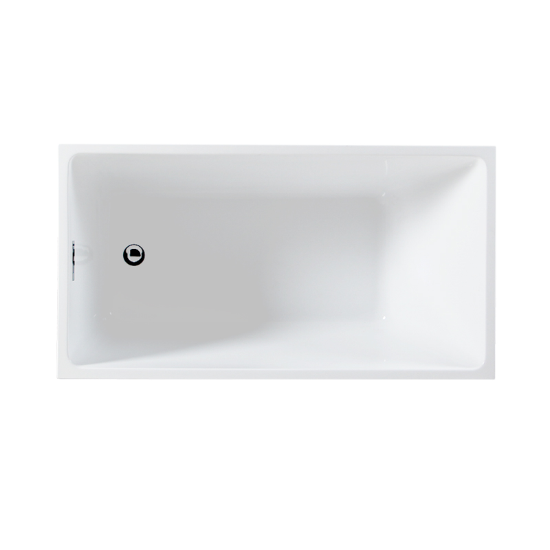 Icarus White Pure Acrylic Rectangle End Drain Freestanding  Bathtub