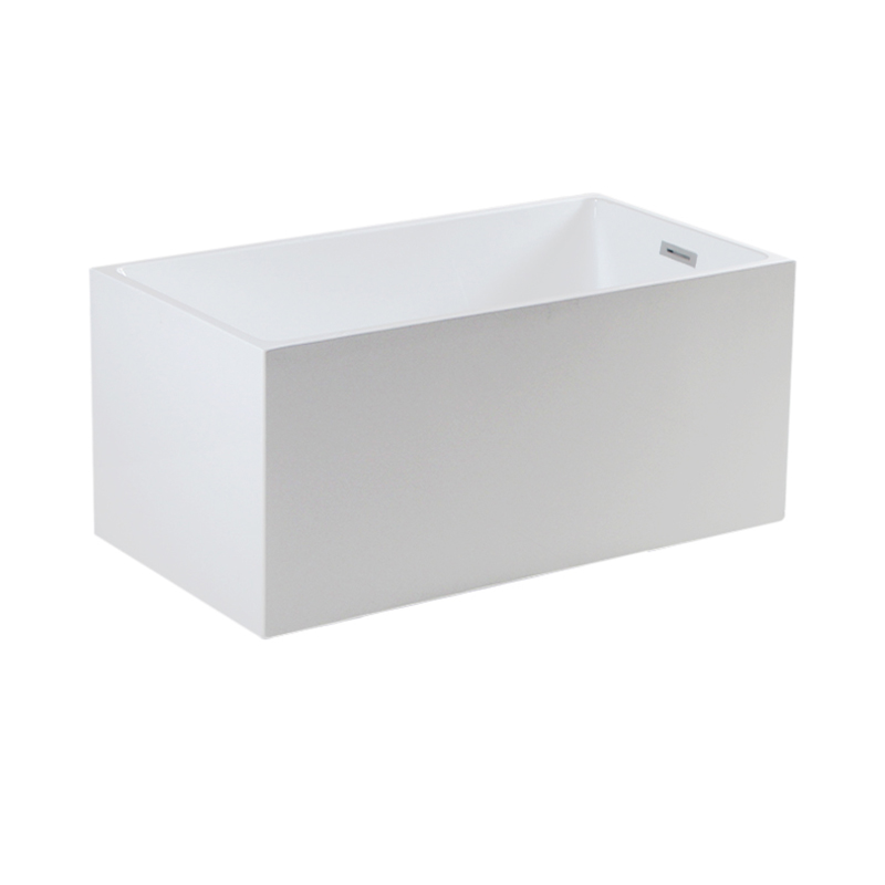 Icarus White Pure Acrylic Rectangle End Drain Freestanding  Bathtub