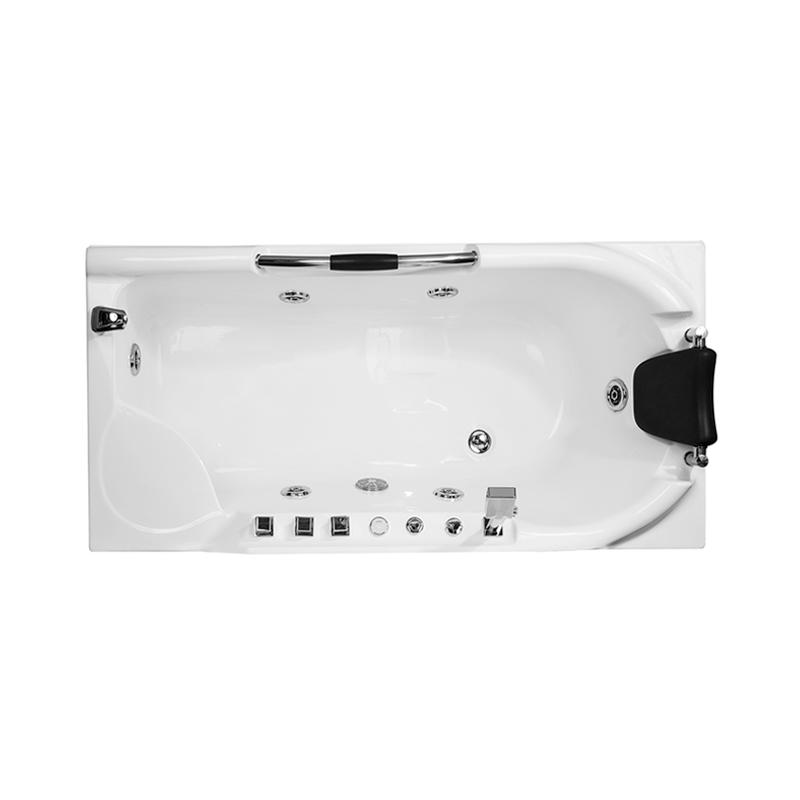 Deucalion White Pure Acrylic Corner End Drain Whirlpool Bathtub