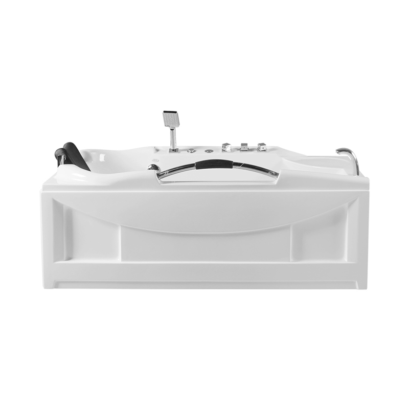 Deucalion White Pure Acrylic Rectangle End Drain Whirlpool Bathtub