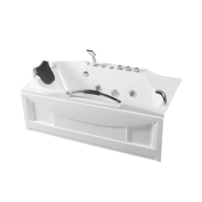 Deucalion White Pure Acrylic Corner End Drain Whirlpool Bathtub