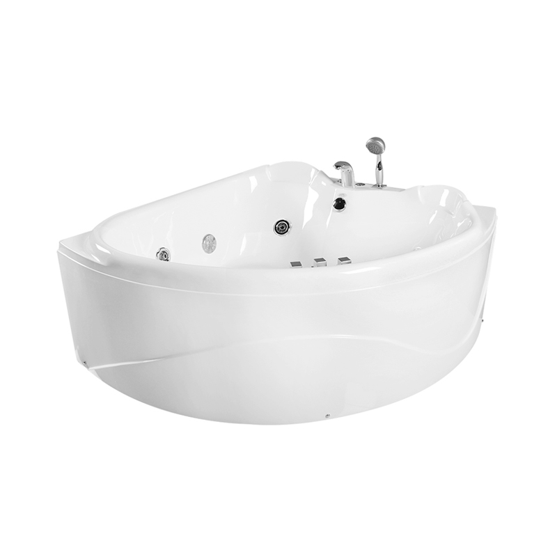 Antilochus White Pure Acrylic Corner End Drain Whirlpool Bathtub
