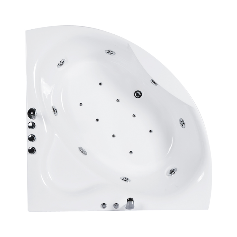 Amphiaraus White Pure Acrylic Corner Center Drain Whirlpool Bathtub