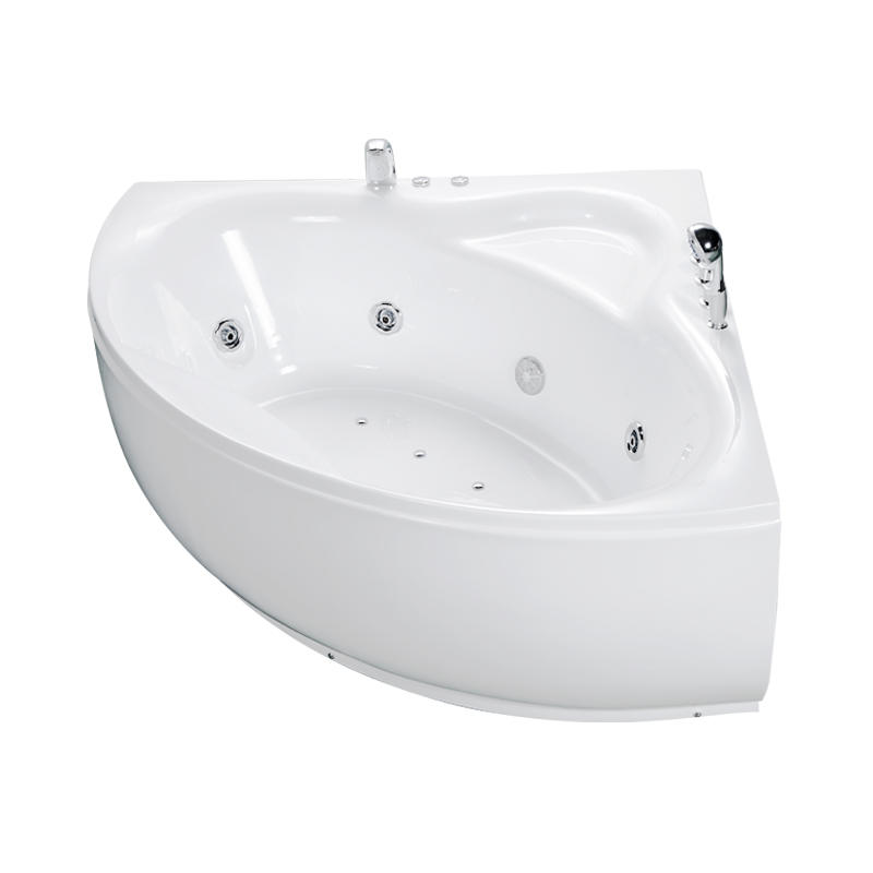 Amphiaraus White Pure Acrylic Corner Center Drain Whirlpool Bathtub