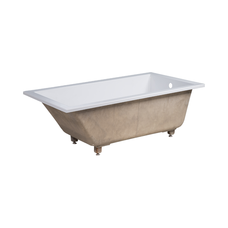 Pyrrla White Pure Acrylic Rectangle End Drain Drop-in Bathtub
