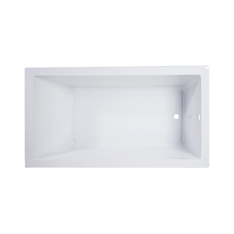 Pyrrla White Pure Acrylic Rectangle End Drain Drop-in Bathtub