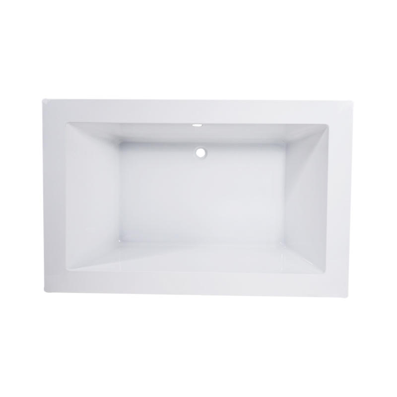 Nireus White Pure Acrylic Rectangle Center Drain Drop-in Bathtub
