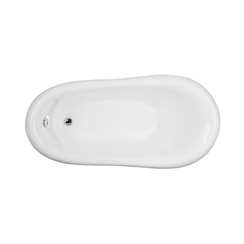 Hippomedon White Pure Acrylic Oval End Drain Clawfoot Bathtub