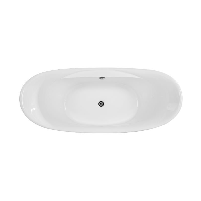 Capaneus White Pure Acrylic Oval Center Drain Freestanding Bathtub