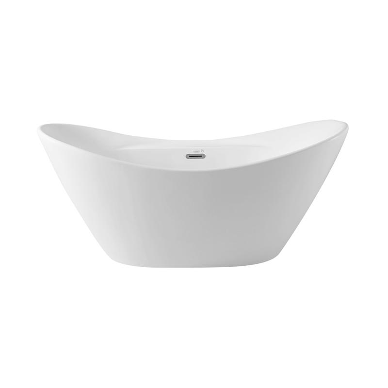 Capaneus White Pure Acrylic Oval Center Drain Freestanding Bathtub