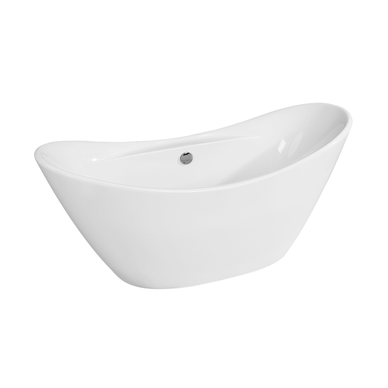 Capaneus White Pure Acrylic Oval Center Drain Freestanding Bathtub