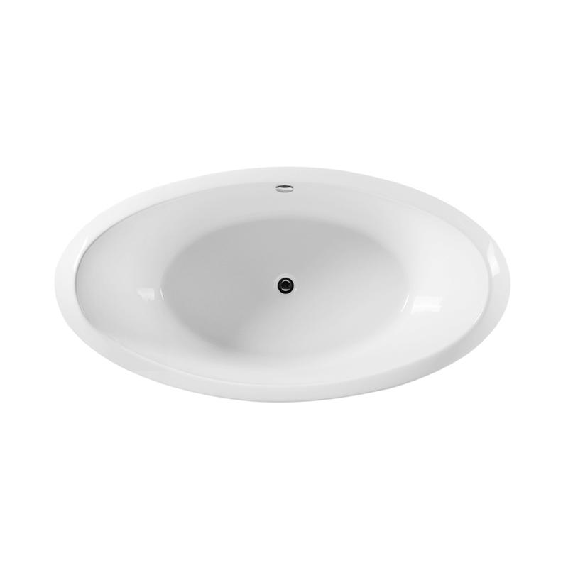 Europe White Pure Acrylic Oval Center Drain Freestanding Bathtub