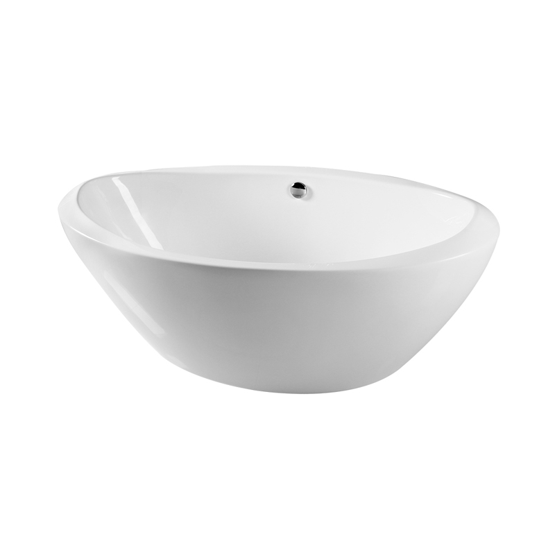Europe White Pure Acrylic Oval Center Drain Freestanding Bathtub