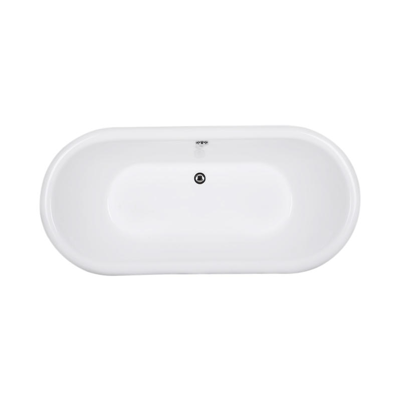 Briseis White Pure Acrylic Oval Center Drain Freestanding Bathtub