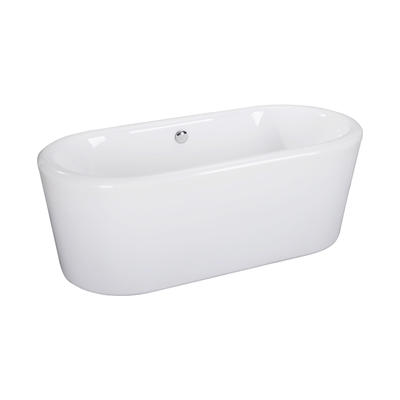 Briseis White Pure Acrylic Oval Center Drain Freestanding Bathtub