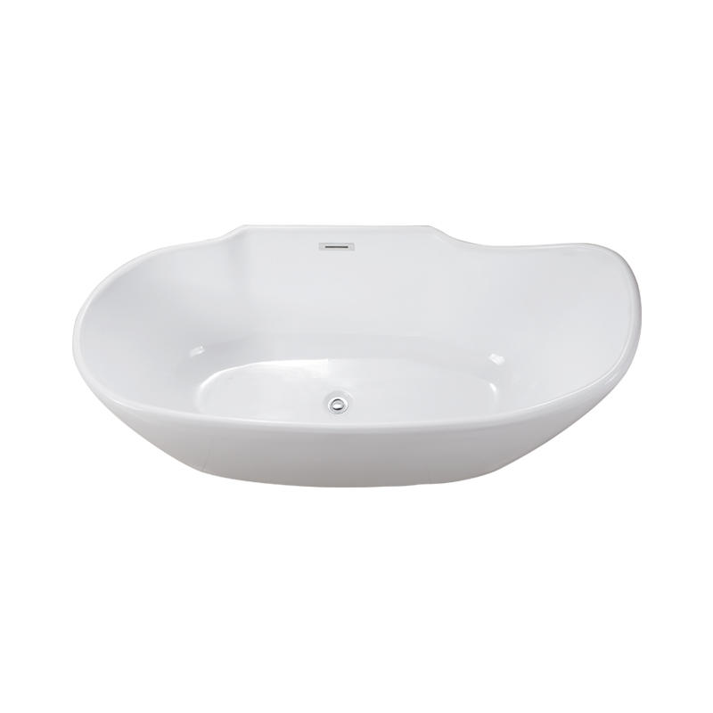 Io White Pure Acrylic Center Drain Freestanding Bathtub