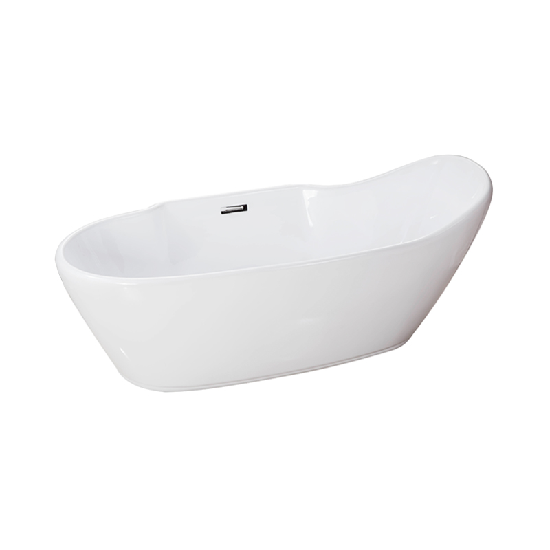 Io White Pure Acrylic Center Drain Freestanding Bathtub