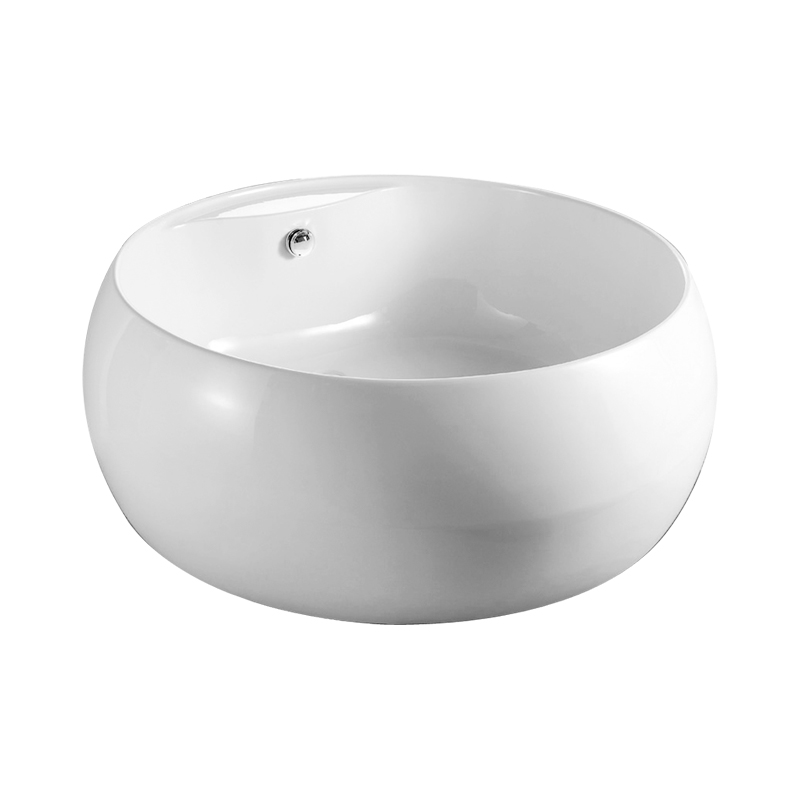 Orpheus White Pure Acrylic Round End Drain Freestanding Bathtub