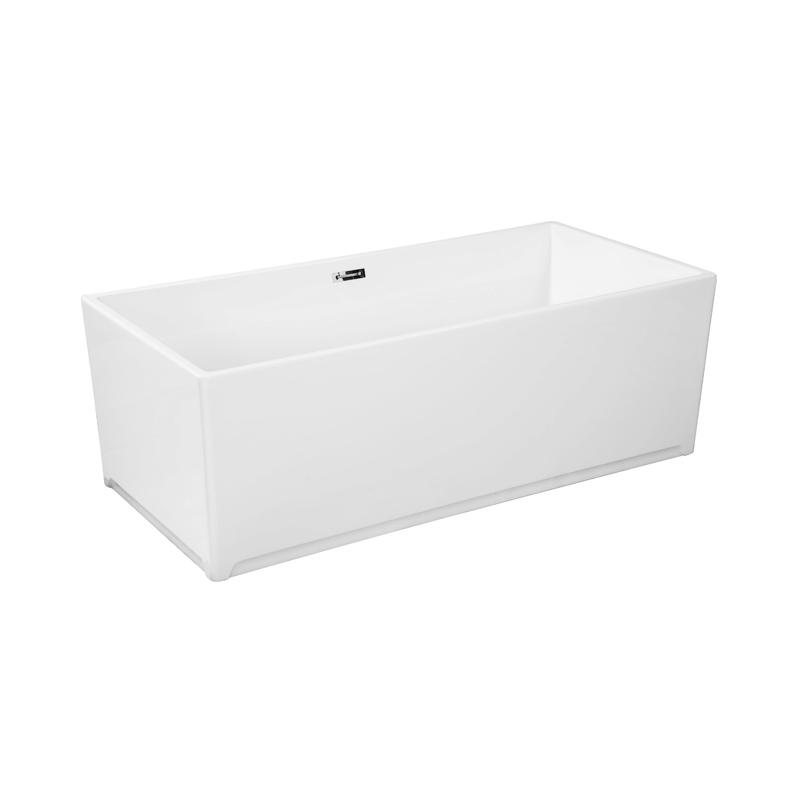 Orion White Pure Acrylic Rectangle Center Drain Ffreestanding Bathtub