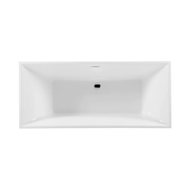 Eteocles White Pure Acrylic Rectangle Center Drain Freestanding Bathtub