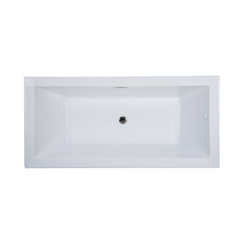Erechtheus White Pure Acrylic Rectangle Center Drain Freestanding Bathtub