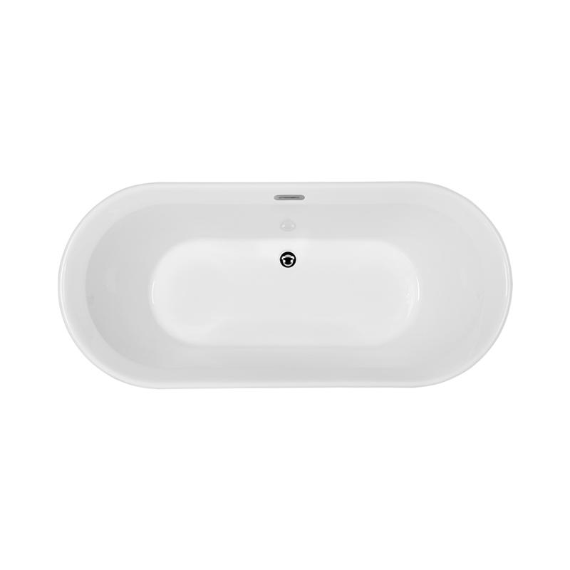 Epeius White Pure Acrylic Oval Center Drain Freestanding Bathtub