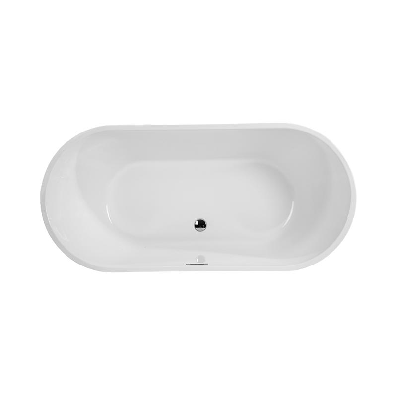 Medusa White Pure Acrylic Oval Center Drain Freestanding Bathtub