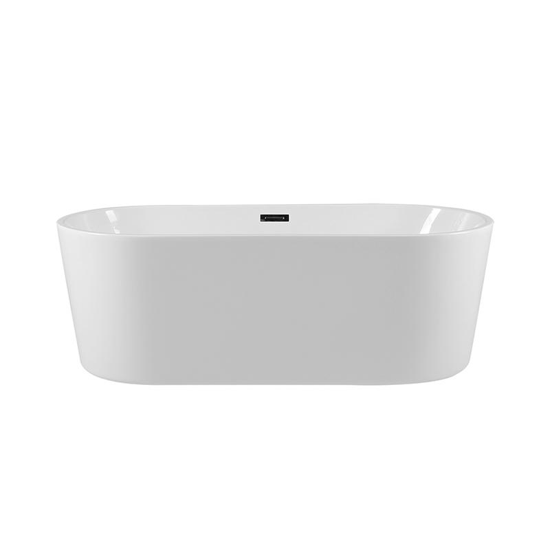 Pandora White Pure Acrylic Oval Center Drain Freestanding Bathtub