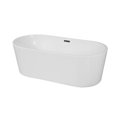 Pandora White Pure Acrylic Oval Center Drain Freestanding Bathtub