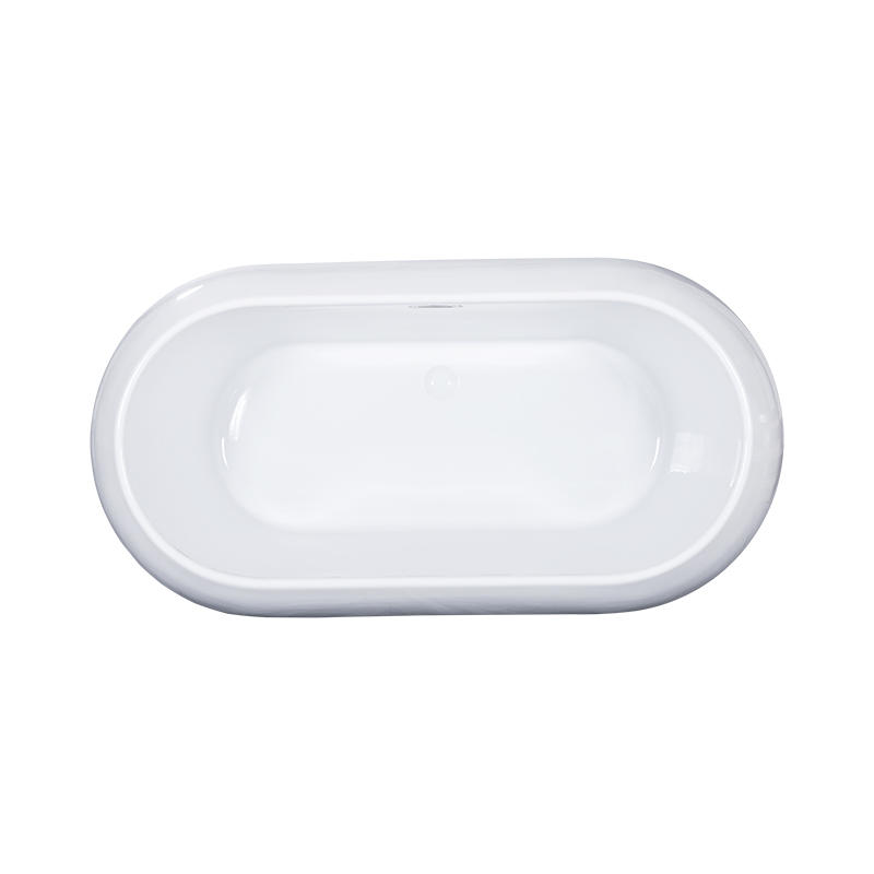 Siren White Pure Acrylic Oval Center Drain Freestanding Bathtub