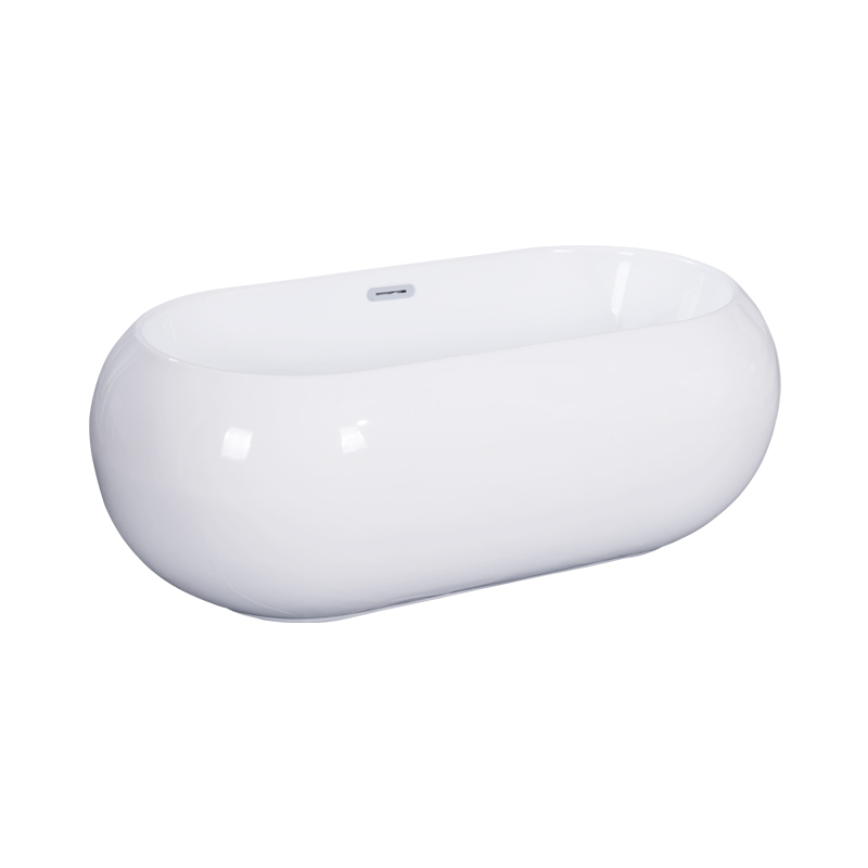 Siren White Pure Acrylic Oval Center Drain Freestanding Bathtub