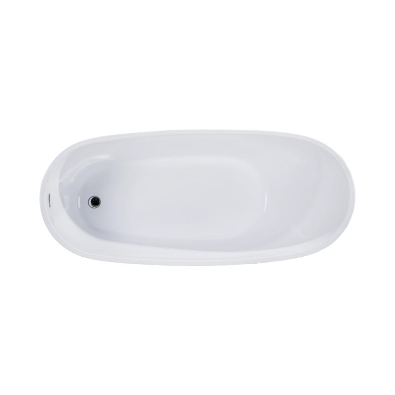 Phorcys White Pure Acrylic Oval End Drain Freestanding Bathtub