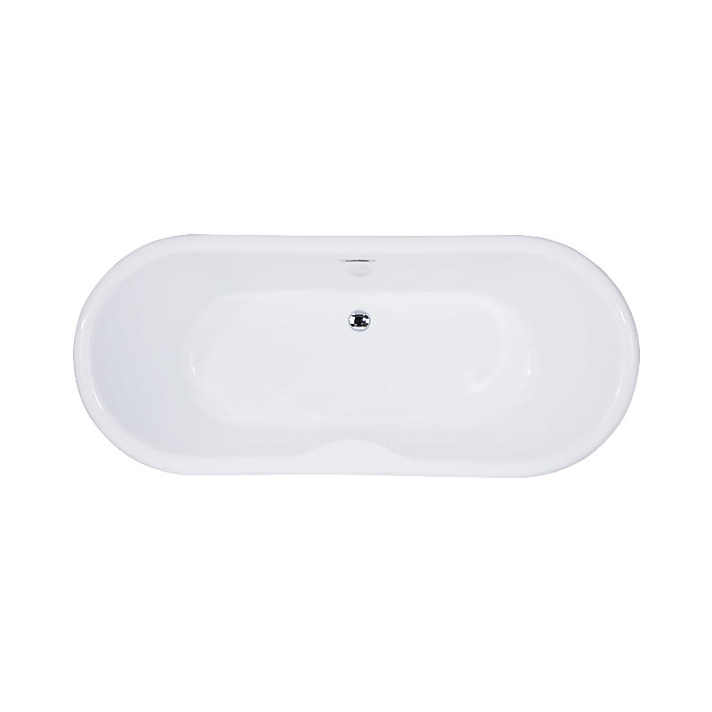 Typhoeus White Pure Acrylic Oval Center Drain Freestanding Bathtub