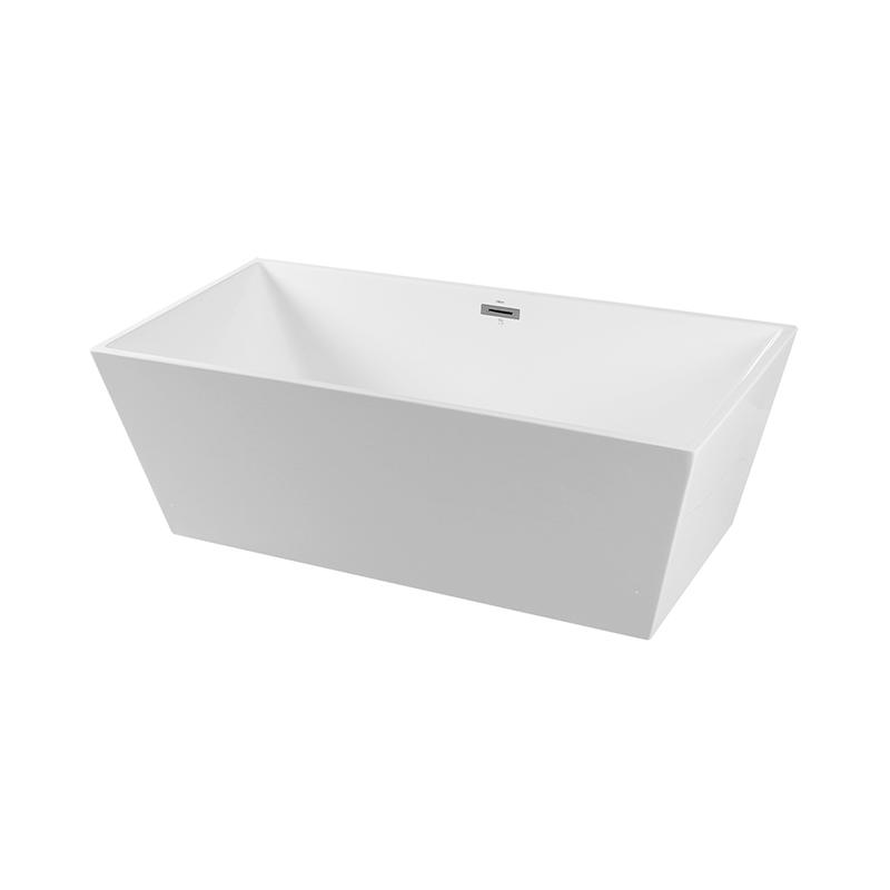 Scylla White Pure Acrylic Rectangle Center Drain Freestanding Bathtub