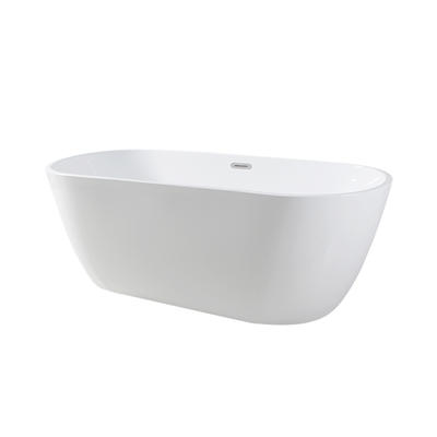Hector White Pure Acrylic Oval Center Drain Freestanding Bathtub
