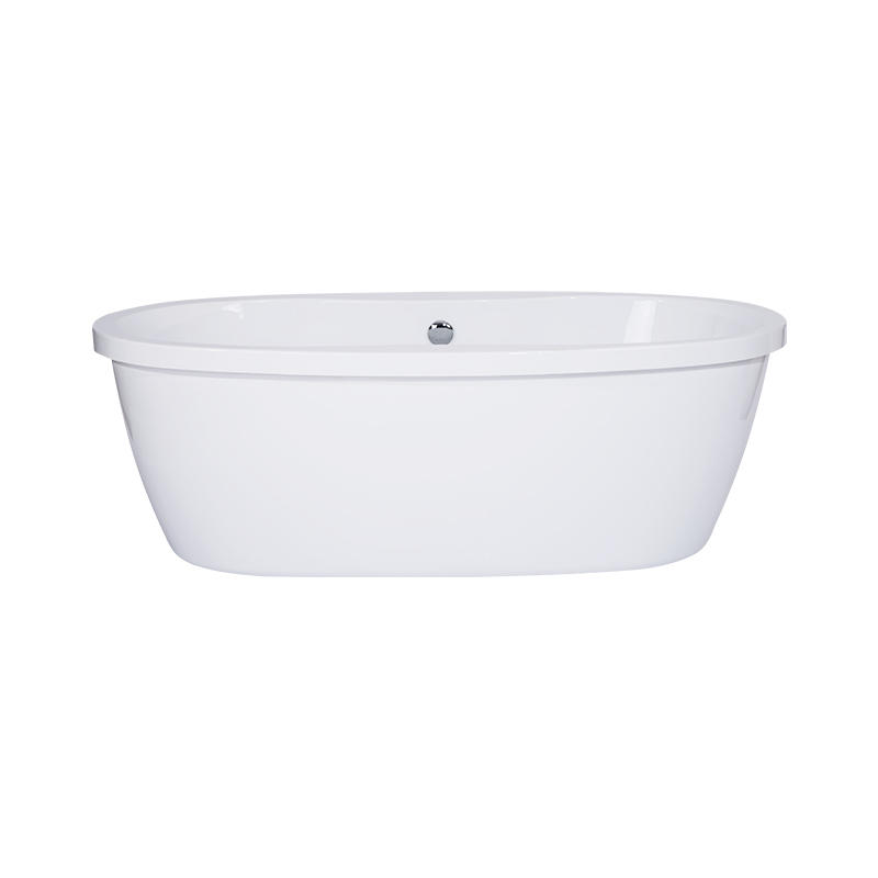 Telemachus White Pure Acrylic Oval Center Drain Freestanding Bathtub