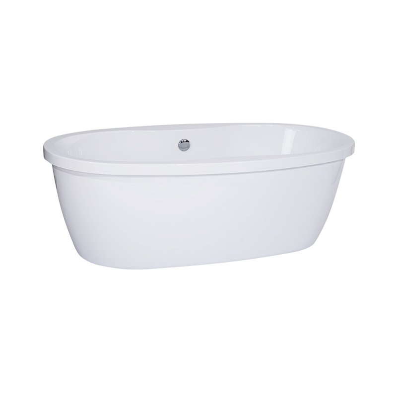 Telemachus White Pure Acrylic Oval Center Drain Freestanding Bathtub