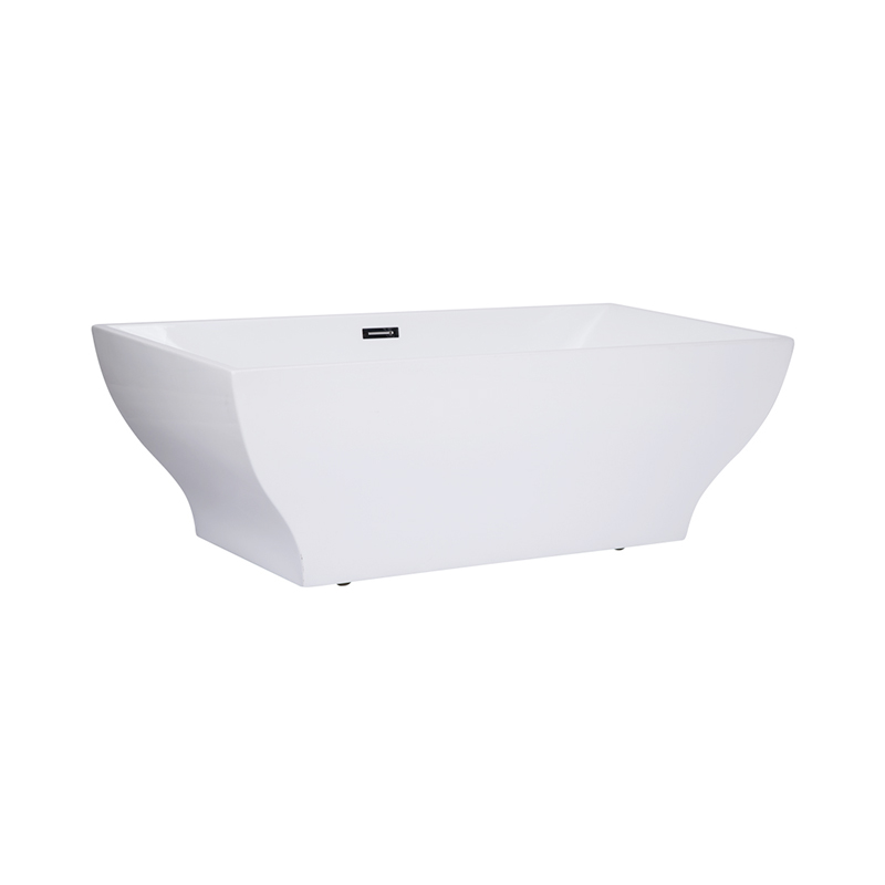 Parthenopaeus White Pure Acrylic Rectangular Center Drain Freestanding Bathtub