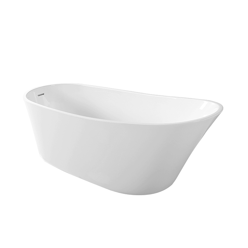 Eurystheus White Pure Acrylic Single Slipper End Drain Freestanding Bathtub