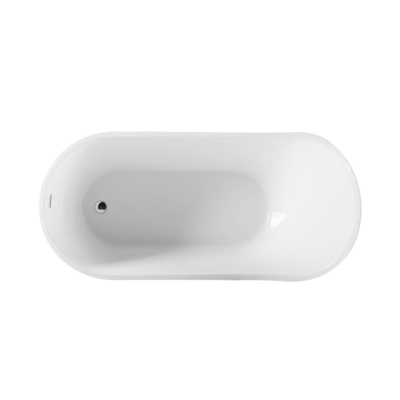 Atreus White Pure Acrylic High Single Slipper End Drain Freestanding Bathtub