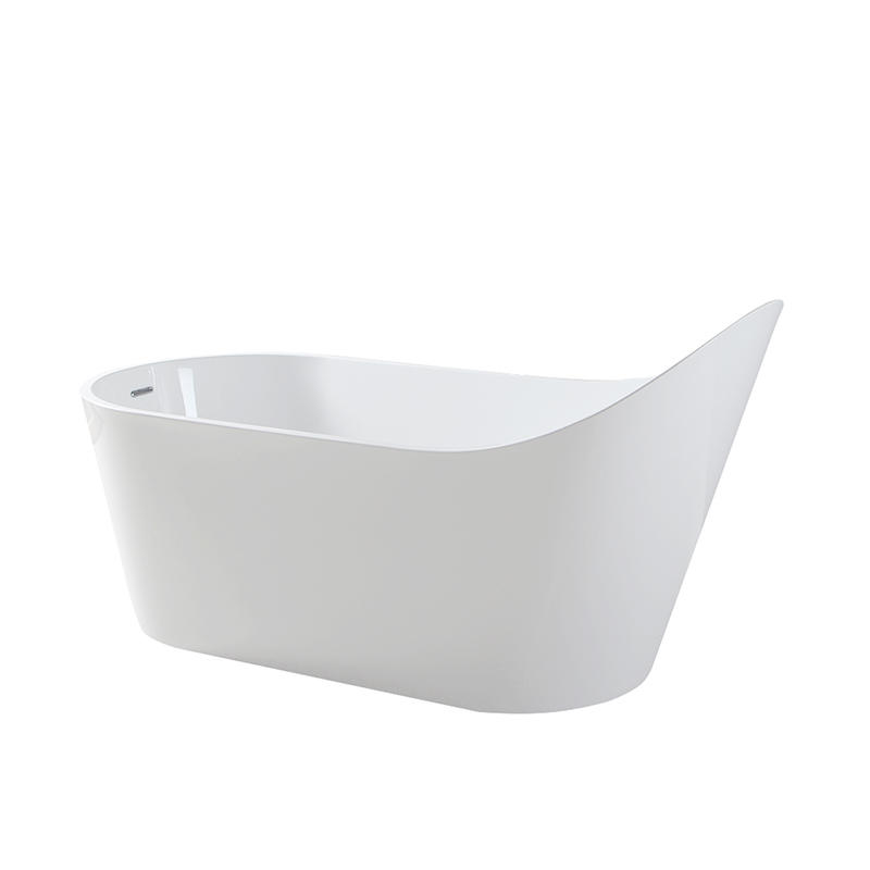Atreus White Pure Acrylic High Single Slipper End Drain Freestanding Bathtub