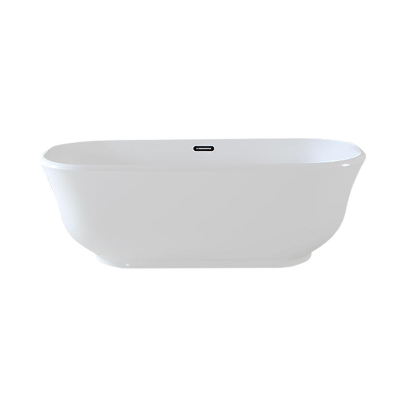 Agamemnon  White Pure Acrylic Oval Center Drain freestanding Bathtub
