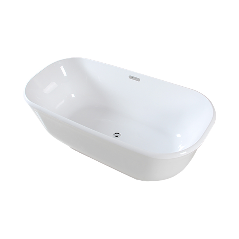 Agamemnon  White Pure Acrylic Oval Center Drain freestanding Bathtub