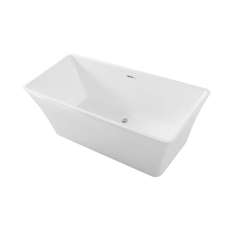Achilles White Pure Acrylic Rectangular Center Drain Freestanding Bathtub